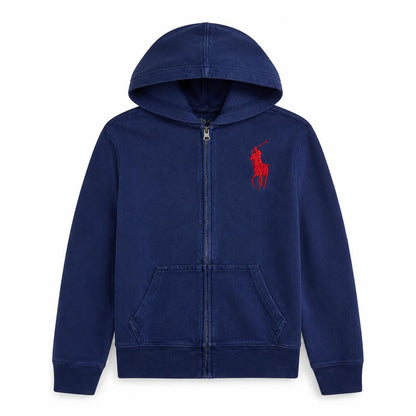 Front view of Ralph Lauren Teens Blue Full Zip Hoodie Medium 10-12 Cotton