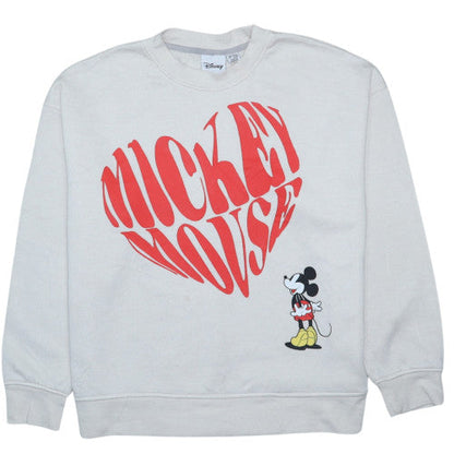 Disney Womens Grey Mickey Mouse Crew Neck Sweatshirt Size 12/14
