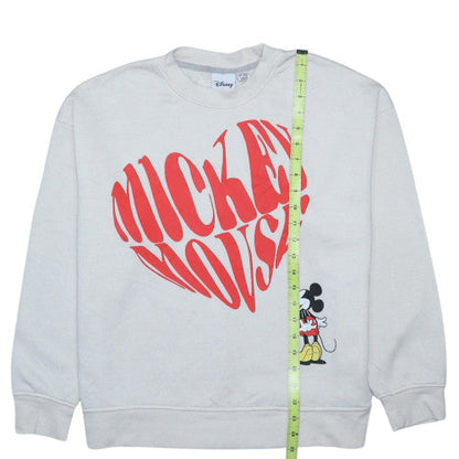 Disney Womens Grey Mickey Mouse Crew Neck Sweatshirt Size 12/14