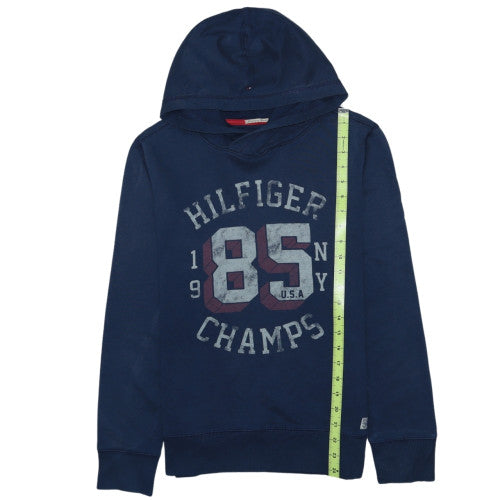 Tommy Hilfiger Teens Blue Pullover Hoodie 164 Logo Graphic Sweatshirt