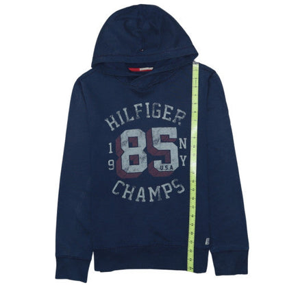 Tommy Hilfiger Teens Blue Pullover Hoodie 164 Logo Graphic Sweatshirt
