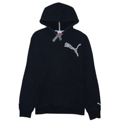 Puma Mens Black Pullover Hoodie M Sport Logo Fleece Sweatshirt