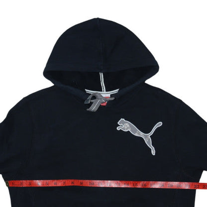 Puma Mens Black Pullover Hoodie M Sport Logo Fleece Sweatshirt