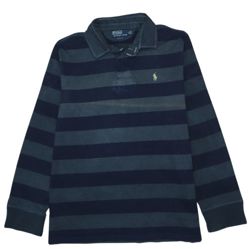 Ralph Lauren Men's Blue Striped Collared Long Sleeve Pullover Sweatshirt XL
