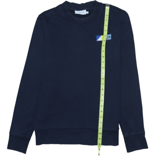Calvin Klein Men's Blue Cotton Crew Neck Logo Sweatshirt Size M