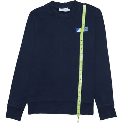 Calvin Klein Men's Blue Cotton Crew Neck Logo Sweatshirt Size M