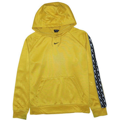 Nike Men's Yellow Small Pullover Hoodie with Logo Tape Sleeves