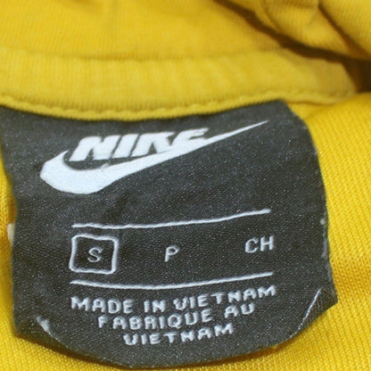 Nike Men's Yellow Small Pullover Hoodie with Logo Tape Sleeves