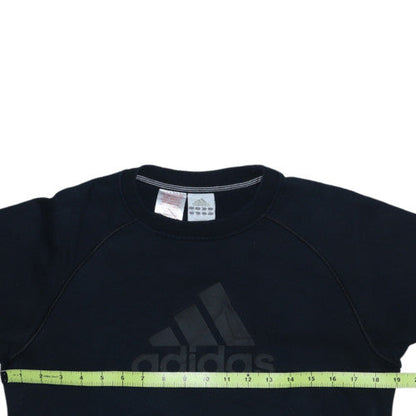 Adidas Boys Black Cotton Crew Neck Sweatshirt 13-14 Years Essentials