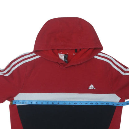 Adidas Men Red Pullover Hoodie L Sports Fleece Sweatshirt