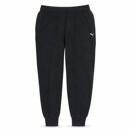 Front view of Puma Men's Black Jogger Sweatpants L Regular Fit Fleece Activewear Trousers