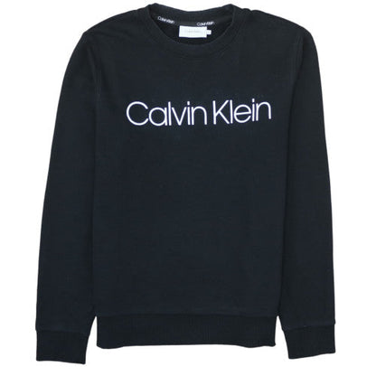 Calvin Klein Men's Black Cotton Logo Crew Neck Sweatshirt M