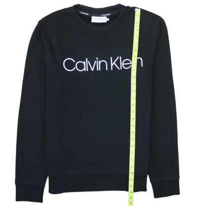 Calvin Klein Men's Black Cotton Logo Crew Neck Sweatshirt M