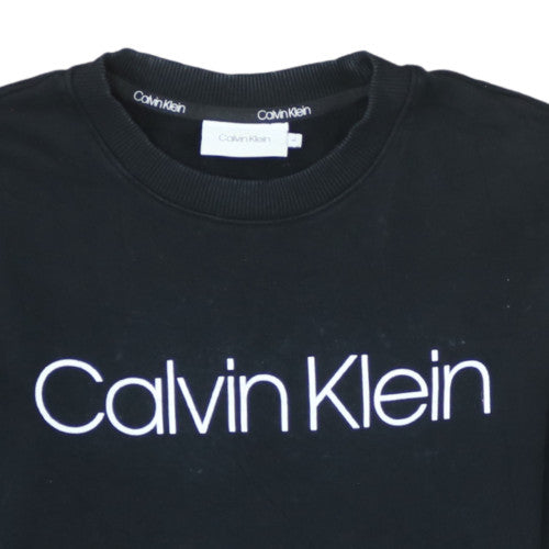 Calvin Klein Men's Black Cotton Logo Crew Neck Sweatshirt M