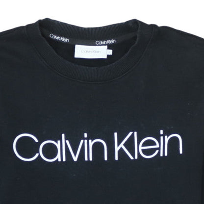 Calvin Klein Men's Black Cotton Logo Crew Neck Sweatshirt M