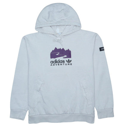 adidas Men White Pullover Hoodie M Adventure Graphic Outdoor