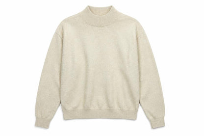 Talbots Womens Beige L Mock Neck Silk Blend Metallic Jumper