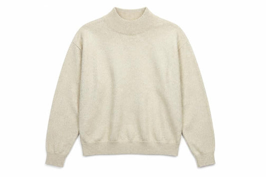 Talbots Womens Beige L Mock Neck Silk Blend Metallic Jumper
