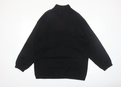 Leslie Fay Women Black L Mock Neck Embellished Knit Jumper