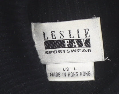 Leslie Fay Women Black L Mock Neck Embellished Knit Jumper