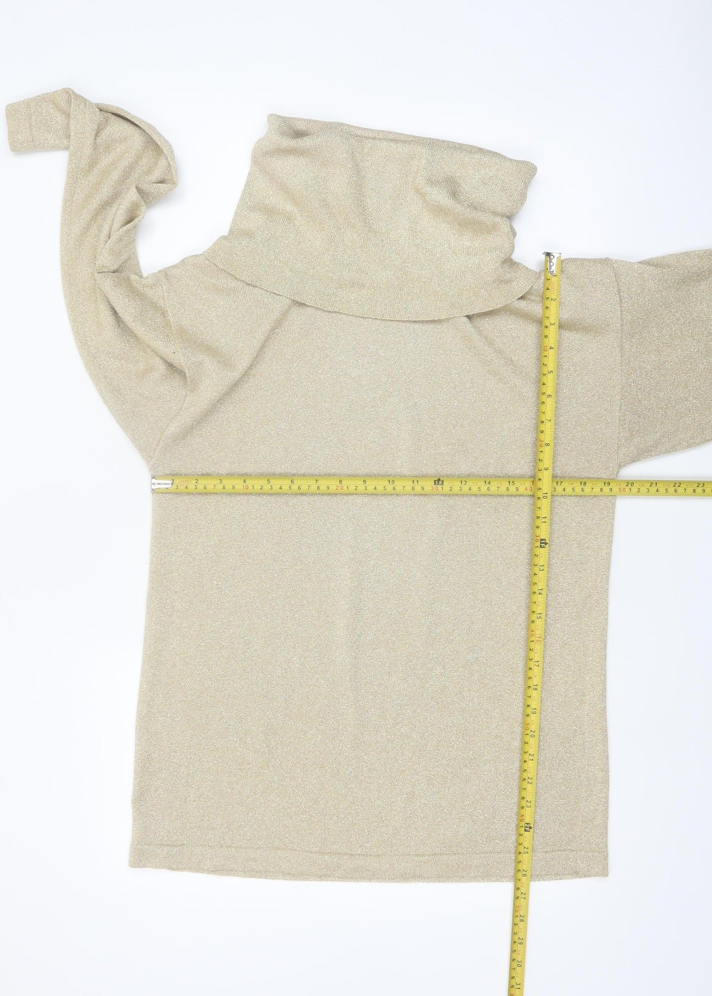 LISA Originals Women Beige Roll Neck Sparkle Knit Jumper Size S