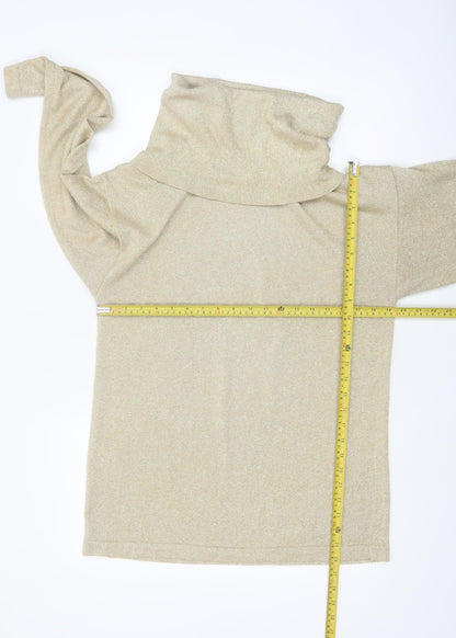 LISA Originals Women Beige Roll Neck Sparkle Knit Jumper Size S