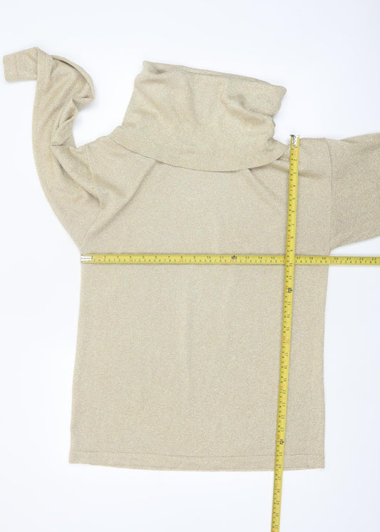 LISA Originals Women Beige Roll Neck Sparkle Knit Jumper Size S