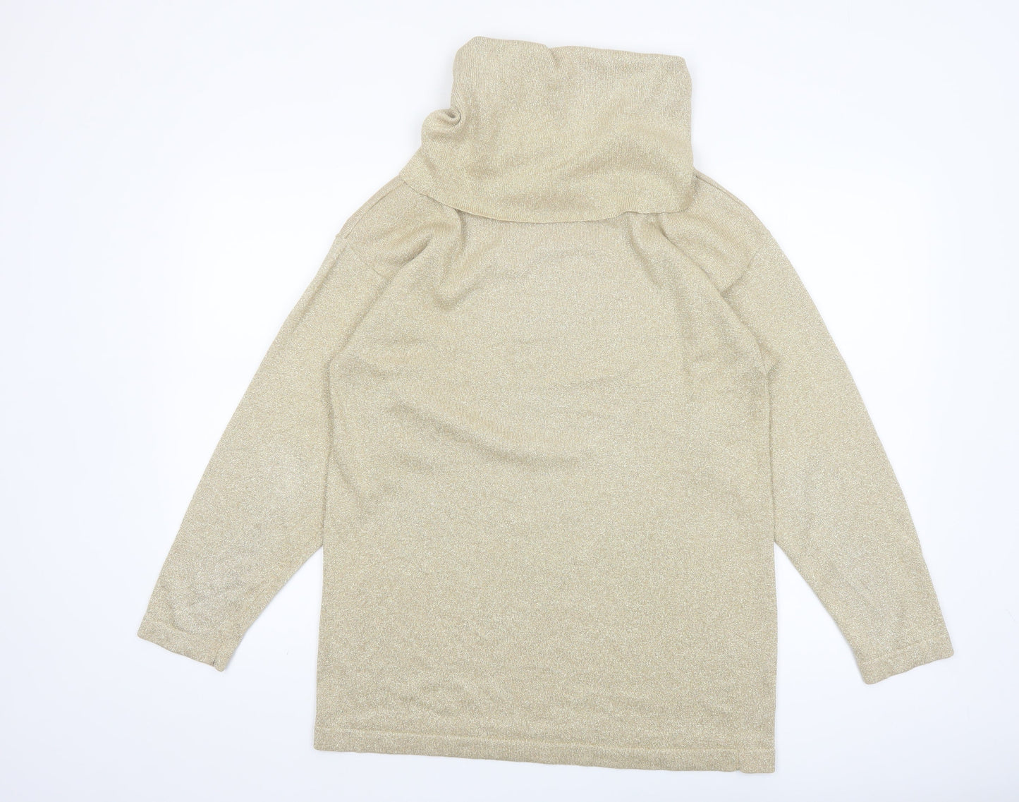 LISA Originals Women Beige Roll Neck Sparkle Knit Jumper Size S
