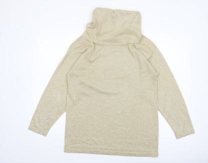 LISA Originals Women Beige Roll Neck Sparkle Knit Jumper Size S