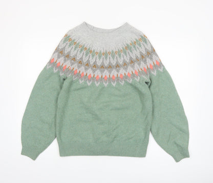 FatFace Women’s Green Fair Isle Crew Neck Jumper UK 12