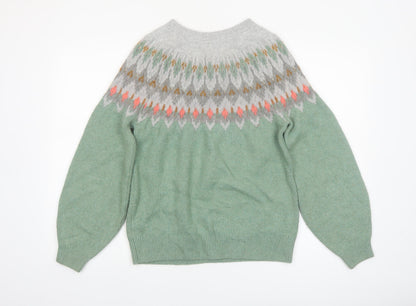 FatFace Women’s Green Fair Isle Crew Neck Jumper UK 12