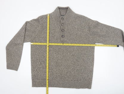 Marks and Spencer Mens Grey Wool Blend Henley Jumper XL