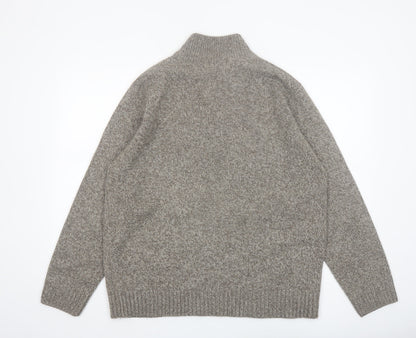 Marks and Spencer Mens Grey Wool Blend Henley Jumper XL