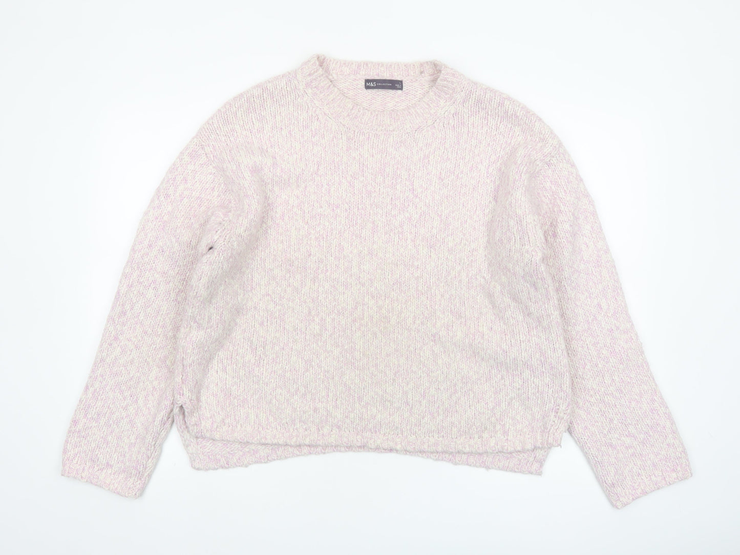 Marks and Spencer Women Pink Chunky Knit Relaxed Fit Jumper L
