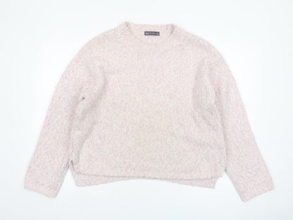 Marks and Spencer Women Pink Chunky Knit Relaxed Fit Jumper L