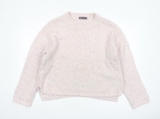 Marks and Spencer Women Pink Chunky Knit Relaxed Fit Jumper L