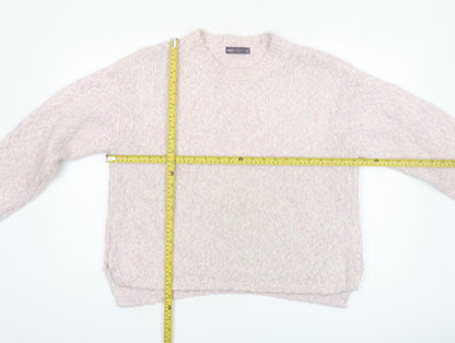 Marks and Spencer Women Pink Chunky Knit Relaxed Fit Jumper L