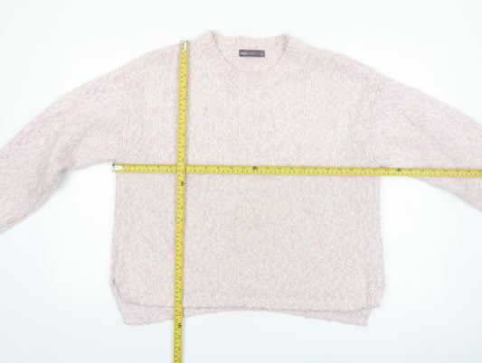 Marks and Spencer Women Pink Chunky Knit Relaxed Fit Jumper L