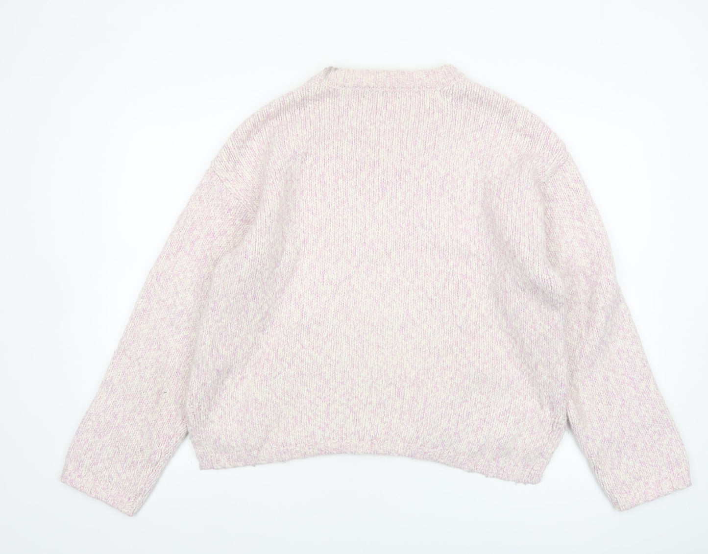 Marks and Spencer Women Pink Chunky Knit Relaxed Fit Jumper L