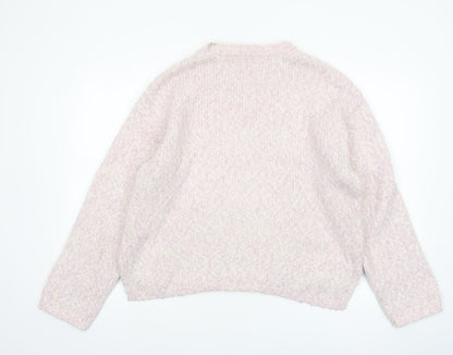 Marks and Spencer Women Pink Chunky Knit Relaxed Fit Jumper L