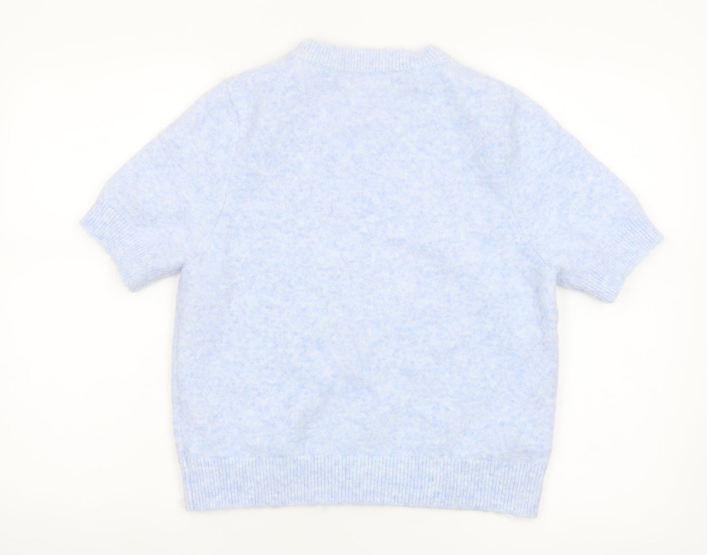 Marks and Spencer Women Blue Short Sleeve Crew Neck Knit Jumper M