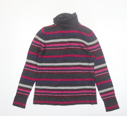 Eddie Bauer Women's Multicoloured Stripe Roll Neck Jumper M