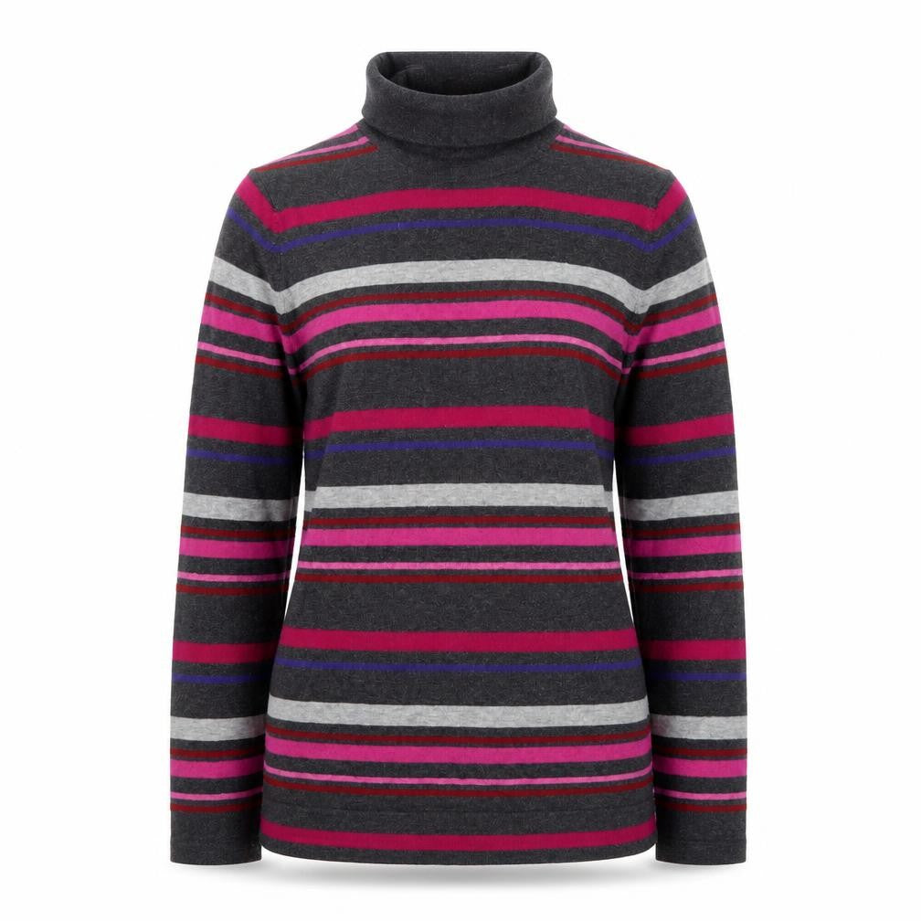 Eddie Bauer Women's Multicoloured Stripe Roll Neck Jumper M