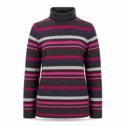Eddie Bauer Women's Multicoloured Stripe Roll Neck Jumper M