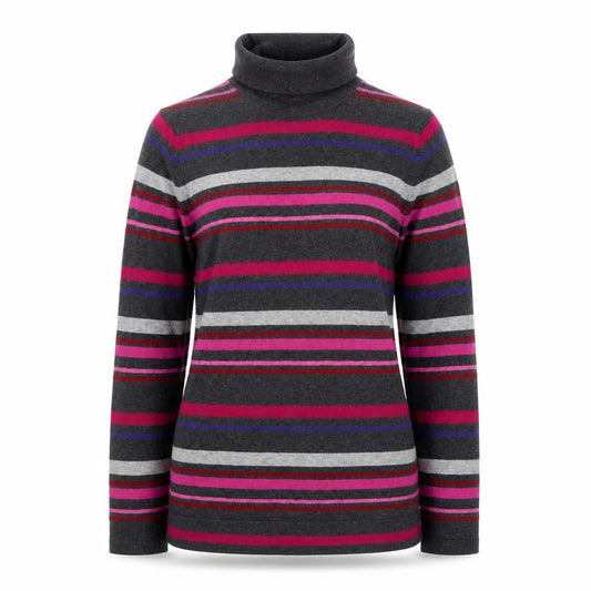Eddie Bauer Women's Multicoloured Stripe Roll Neck Jumper M