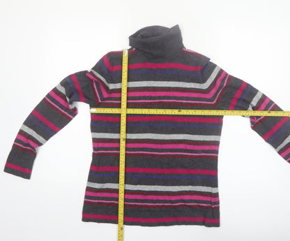 Eddie Bauer Women's Multicoloured Stripe Roll Neck Jumper M