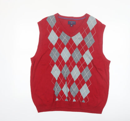 Saddlebred Men’s Red Argyle Sleeveless Cotton Knit Vest L