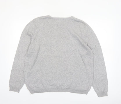Alfred Dunner Women's Grey Floral Embroidered Pullover Jumper Size L