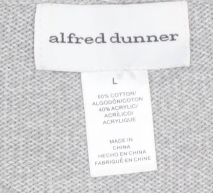 Alfred Dunner Women's Grey Floral Embroidered Pullover Jumper Size L