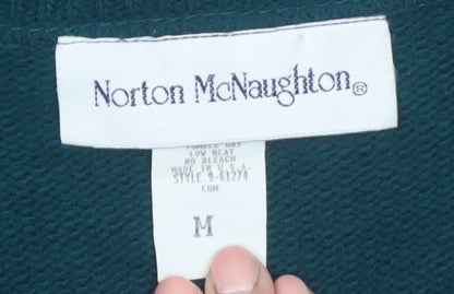 Norton McNaughton Men's Green Striped Cable Knit Cardigan M